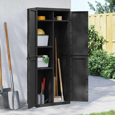 Stella Homewares Outdoor Storage Cabinet Black 65x37x165 cm PP