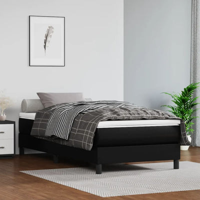 Stella Homewares Box Spring Bed with Mattress Black 100x200 cm Faux Leather