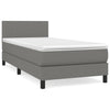Stella Homewares Box Spring Bed with Mattress Dark Grey 100x200 cm Fabric