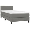 Stella Homewares Box Spring Bed with Mattress Dark Grey 100x200 cm Fabric