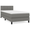 Stella Homewares Box Spring Bed with Mattress Dark Grey 100x200 cm Fabric