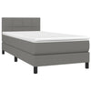 Stella Homewares Box Spring Bed with Mattress Dark Grey 100x200 cm Fabric