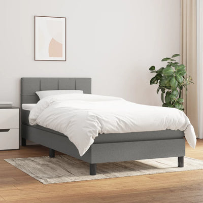 Stella Homewares Box Spring Bed with Mattress Dark Grey 100x200 cm Fabric