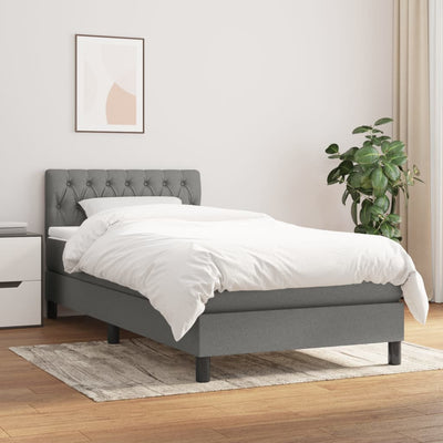 Stella Homewares Box Spring Bed with Mattress Dark Grey 100x200 cm Fabric