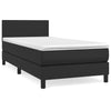 Stella Homewares Box Spring Bed with Mattress Black 100x200 cm Faux Leather