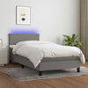 Stella Homewares Box Spring Bed with Mattress&LED Dark Grey 100x200cm Fabric