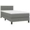 Stella Homewares Box Spring Bed with Mattress&LED Dark Grey 100x200cm Fabric