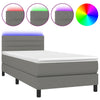 Stella Homewares Box Spring Bed with Mattress&LED Dark Grey 100x200cm Fabric