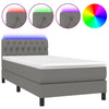 Stella Homewares Box Spring Bed with Mattress&LED Dark Grey 100x200cm Fabric