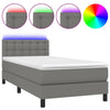 Stella Homewares Box Spring Bed with Mattress&LED Dark Grey 100x200cm Fabric