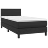 Stella Homewares Box Spring Bed with Mattress&LED Black 100x200cm Faux Leather