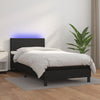 Stella Homewares Box Spring Bed with Mattress&LED Black 100x200cm Faux Leather