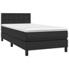 Stella Homewares Box Spring Bed with Mattress&LED Black 100x200cm Faux Leather