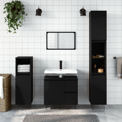 Stella Homewares 3 Piece Bathroom Furniture Set Black Engineered Wood