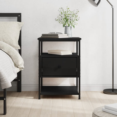 Stella Homewares Bedside Cabinet Black 40x42x56 cm Engineered Wood