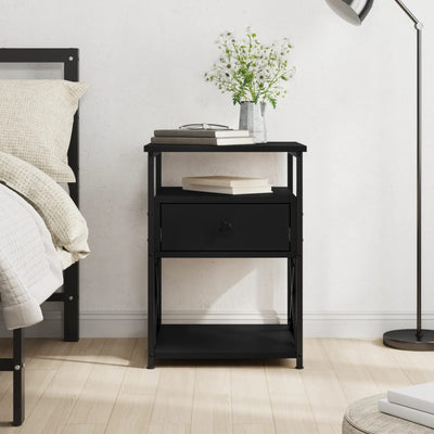 Stella Homewares Bedside Cabinet Black 40x42x55 cm Engineered Wood