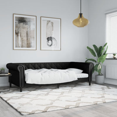 Stella Homewares Day Bed without Mattress Black 90x190 cm Faux Leather