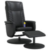 Stella Homewares Massage Recliner Chair with Footstool Black Faux Leather