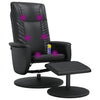 Stella Homewares Massage Recliner Chair with Footstool Black Faux Leather