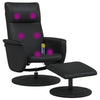 Stella Homewares Massage Recliner Chair with Footstool Black Faux Leather