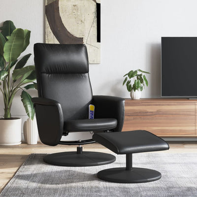 Stella Homewares Massage Recliner Chair with Footstool Black Faux Leather