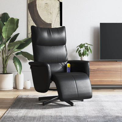 Stella Homewares Massage Recliner Chair with Footrest Black Faux Leather