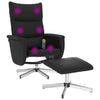 Stella Homewares Massage Recliner Chair with Footstool Black Faux Leather
