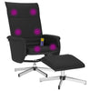 Stella Homewares Massage Recliner Chair with Footstool Black Faux Leather