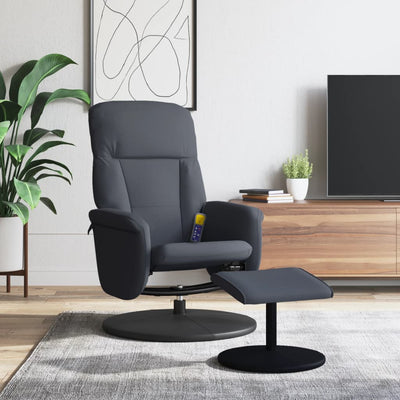 Stella Homewares Massage Recliner Chair with Footstool Dark Grey Velvet