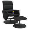 Stella Homewares Massage Recliner Chair with Footstool Black Faux Leather