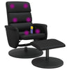 Stella Homewares Massage Recliner Chair with Footstool Black Faux Leather