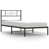 Stella Homewares Metal Bed Frame without Mattress with Headboard Black 90x190 cm