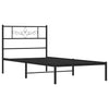 Stella Homewares Metal Bed Frame without Mattress with Headboard Black 90x190 cm