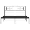 Stella Homewares Metal Bed Frame without Mattress with Headboard Black 135x190 cm