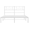 Stella Homewares Metal Bed Frame without Mattress with Headboard White 135x190 cm