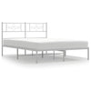 Stella Homewares Metal Bed Frame without Mattress with Headboard White 150x200 cm
