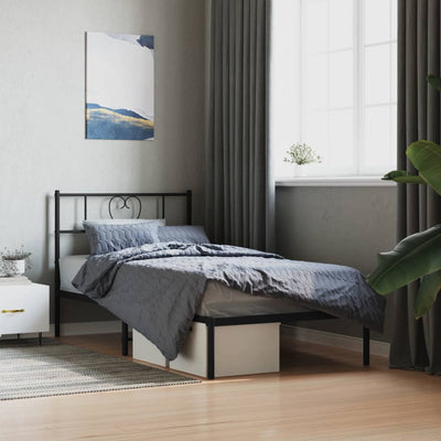Stella Homewares Metal Bed Frame without Mattress with Headboard Black 107x203 cm King Single