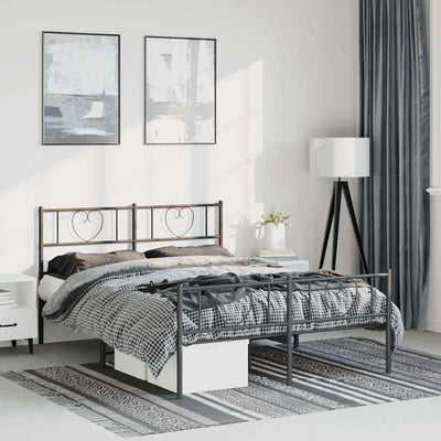 Stella Homewares Metal Bed Frame without Mattress with Footboard Black 150x200 cm