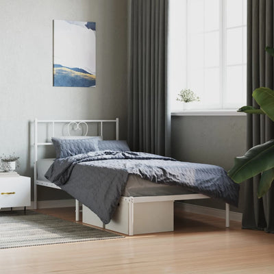 Stella Homewares Metal Bed Frame without Mattress with Headboard White 107x203 cm King Single