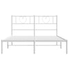 Stella Homewares Metal Bed Frame without Mattress with Headboard White 150x200 cm