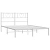 Stella Homewares Metal Bed Frame without Mattress with Headboard White 150x200 cm
