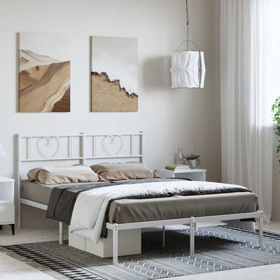 Stella Homewares Metal Bed Frame without Mattress with Headboard White 150x200 cm