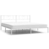 Stella Homewares Metal Bed Frame without Mattress with Headboard White 183x203 cm King
