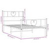 Stella Homewares Metal Bed Frame without Mattress with Footboard White 107x203 cm King Single