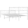 Stella Homewares Metal Bed Frame without Mattress with Footboard White 150x200 cm