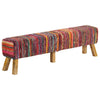Stella Homewares Bench Multicolour 160 cm Chindi Fabric and Solid Wood Mango