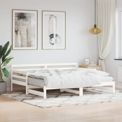 Stella Homewares Daybed with Trundle without Mattress White 90x190 cm Solid Wood