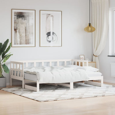 Stella Homewares Daybed with Trundle without Mattress White 90x190 cm Solid Wood