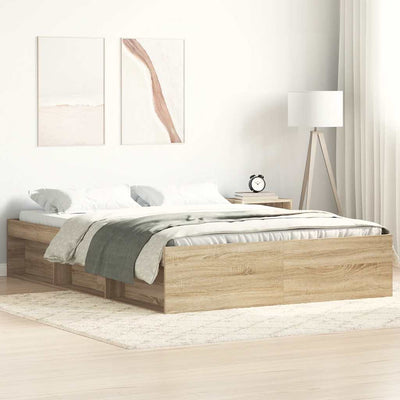 Stella Homewares Bed Frame without Mattress Sonoma Oak 135x190 cm