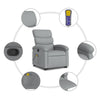 Stella Homewares Stand up Massage Recliner Chair Light Grey Fabric